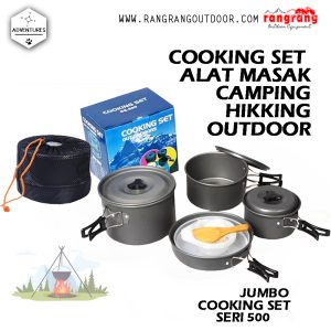 Obat Lapar Alat Jumbo  Memasak Panci Set seri 500 – Nesting Set Camping Hiking Outdoor piknik Cooking Set seri 500