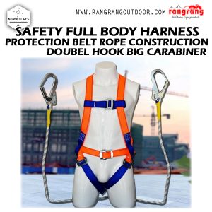 SAFETY  FULL BODY HARNESS Protection Belt 2M Rope Type O Hooks DOUBLE BIG CARABINER