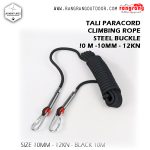 Climbing Rope Steel Buckle Panjat TebingTali Paracord  10mm Panjang 10M - 12KN - Black