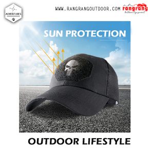 Modis Topi Tengkorak Topi Tactikal Topi Trucker Jaring Unisex Mesh Hat Cap Skull Patch
