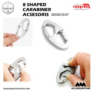 Acsessoris Cincin Kait – Mountaineering 8 Shaped Carabiner Pengait Barang Multifungsi Silver