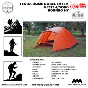 Tenda Camping – Tenda Dobel Layer – Tenda Gunung – Tenda Kapastitas 4 orang Tenda HY BORNEO
