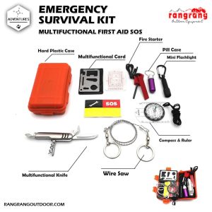 Rangrang Emergency Gear Tools Box 8 in 1 SOS Help Outdoor Sport Camping Hiking Portable Foldable Survival Kit