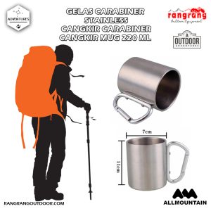 Unik Desain, Cangkir Karabiner Stainless Steel Size Mug Gelas Karabiner Carabiner Outdoor Gunung