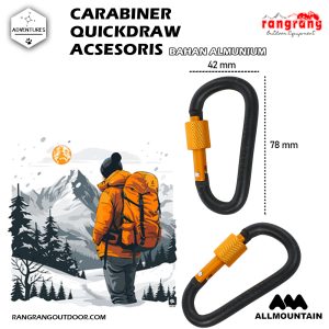 Acsessoris Carabiner Gantungan Tas Aluminium Quickdraw Carabiner – Black