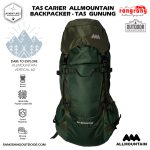 Allmontain Backpack - Tas Gunung VERTICAL 60 L - Backpacker Tas Carrier ALLMOUNTAIN VERTICAL 60L - Green ARMY  kombinasi