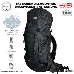 Allmontain Backpack – Tas Gunung VERTICAL 60 L – Backpacker Tas Carrier ALLMOUNTAIN VERTICAL 60L – Grey /ABU ABU kombinasi