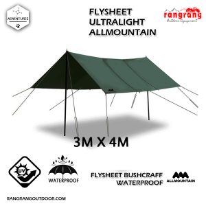Allmountian flysheet tenda Flysheet camping Flysheet campervan waterproof 3m x 4m Outer Tenda Bivak Bushcraft Ultralight (salin)
