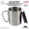 Unik Desain, Cangkir Karabiner Stainless anti Tumpah Steel Size Mug Gelas Karabiner Carabiner Outdoor Gunung + Tutup Mug 11