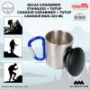 Unik Desain, Cangkir Karabiner Stainless anti Tumpah Steel Size Mug Gelas Karabiner Carabiner Outdoor Gunung + Tutup Mug 13