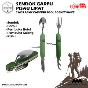Swiss Army Sendok Garpu Pisau Lipat Foldable Spoon Fork  Multifungsi 