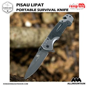 Pisau Lipat Outdoor Portable Knife Survival Stainless Steel black Gray