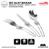 Set Alat Makan Sendok Garpu Pisau Lipat Portable Cutlery – Silver 10