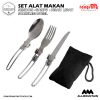 Set Alat Makan Sendok Garpu Pisau Lipat Portable Cutlery – Silver 12