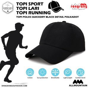 Topi sport topi running Polos Black Detail Polkadot-Black Comfortable Hat For Every Occasion